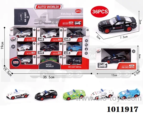 36pcs 1:64 Return alloy car 6 sets mixed loading in  window box