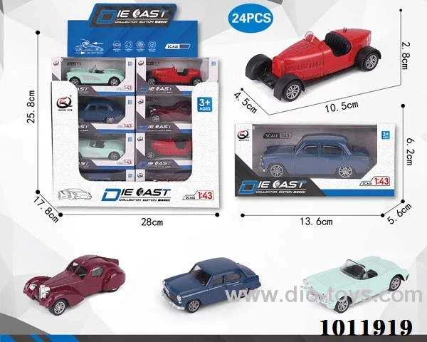 24pcs 1:43 Return alloy car 4 sets mixed loading in  window box