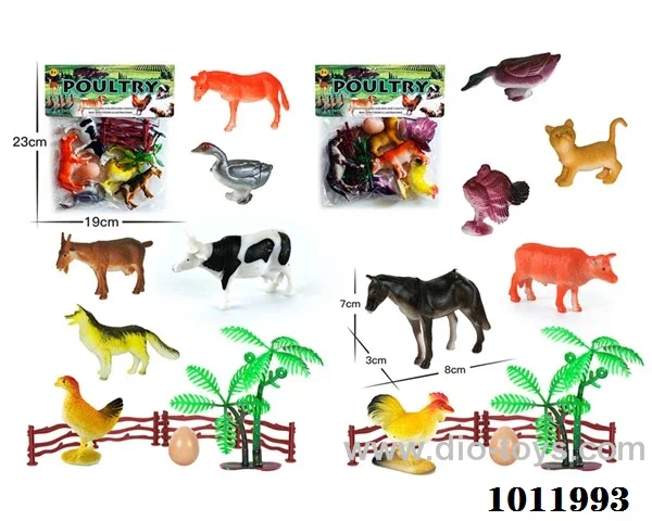 6pcs 3.5inch animal suit 2 sets mixed loading in  pvc bag
