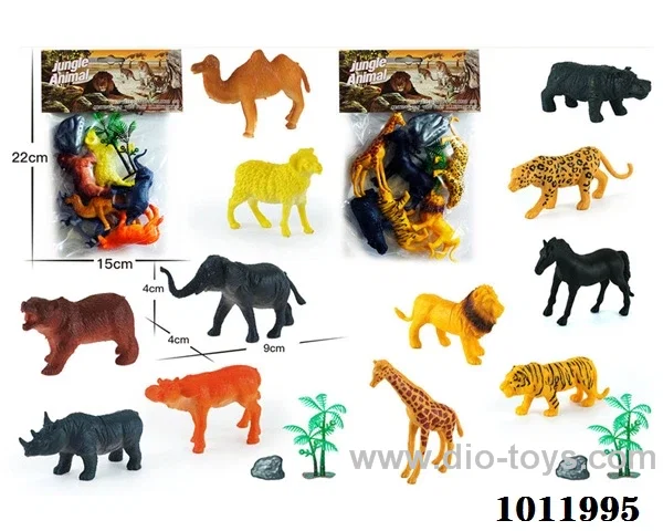 6pcs 3inch animal suit 2 sets mixed  loading in pvc bag