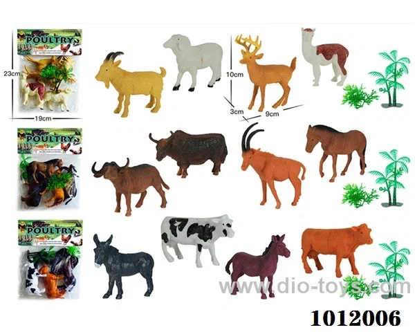 4pcs 5 inch animal  3 sets mixed loading in pvc bag