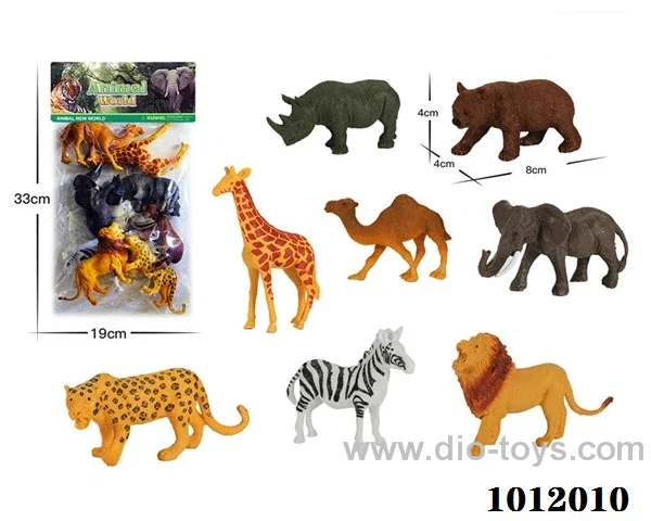 8pcs 5inch animal suit in pvc bag