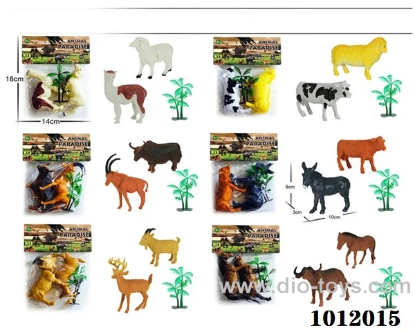 2pcs 5 inch animal with tree 6 sets mixed loading in pvc  bag