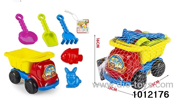 Beach toys car in net bag