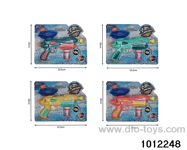 2-in-1 water gun+bubble (4-color mixed ) in blister