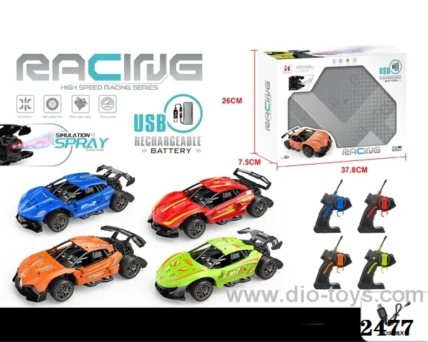 High speed 4ch RC  car with spray &Four types of four-color mix  in Window box