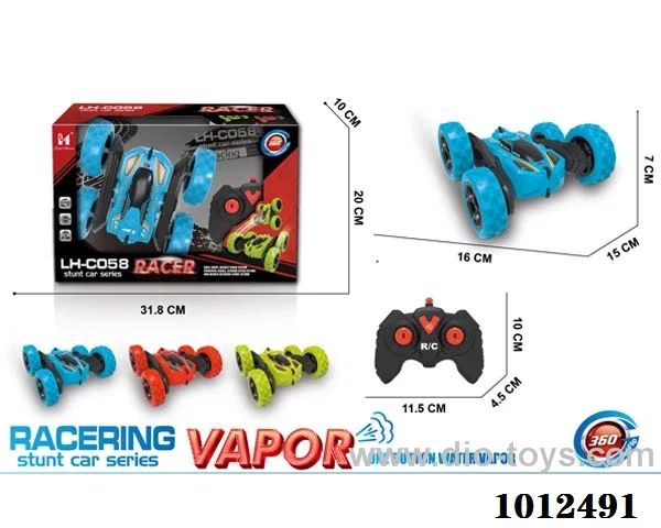Spray double side stunt car with 3 color mixed loading not include in window box