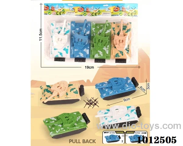 4pcs Pull back friction tank 4 color mixed loading in Opp bag