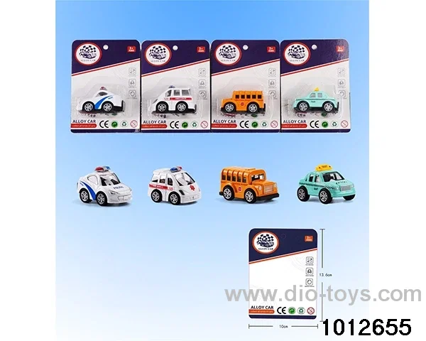 Alloy return car (4 mixed) in Blister card