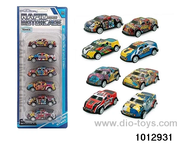 6 sliding pickup iron cars in Blister card