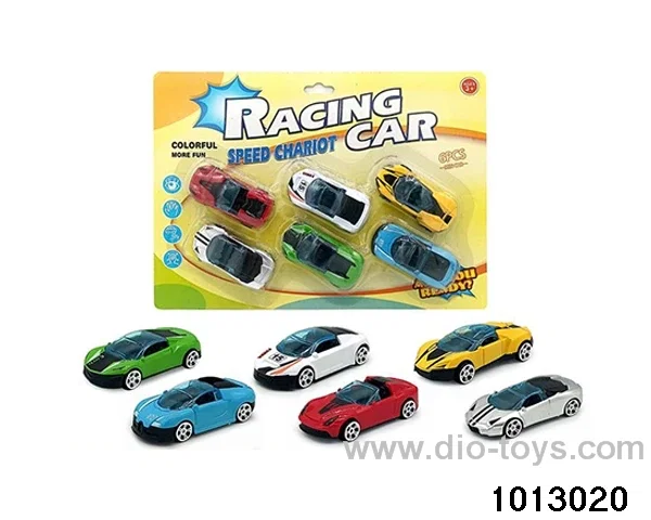 6 sliding simulation sports cars in Blister card