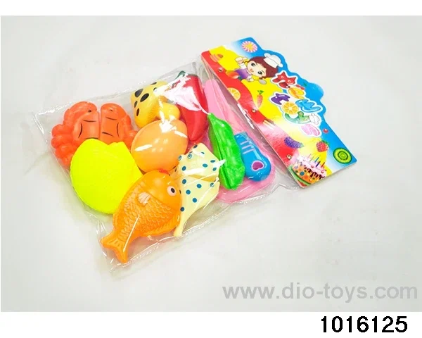 Seafood and vegetable cut and paste toys in PP bag with header