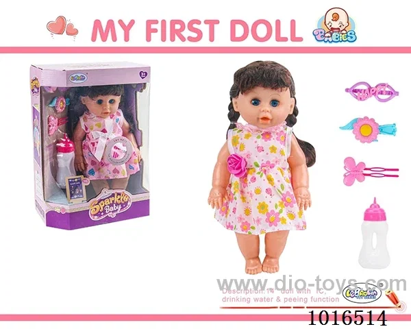 14 inch doll with 12 sound IC + Accessories  2color mixed loading in window box