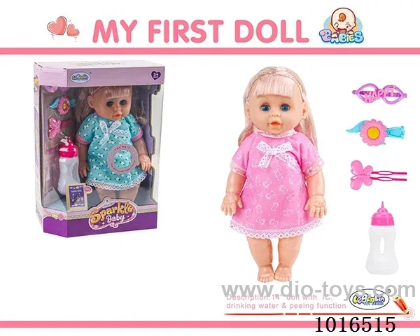 14 inch doll with 12 sound IC + Accessories  2color mixed loading in window box