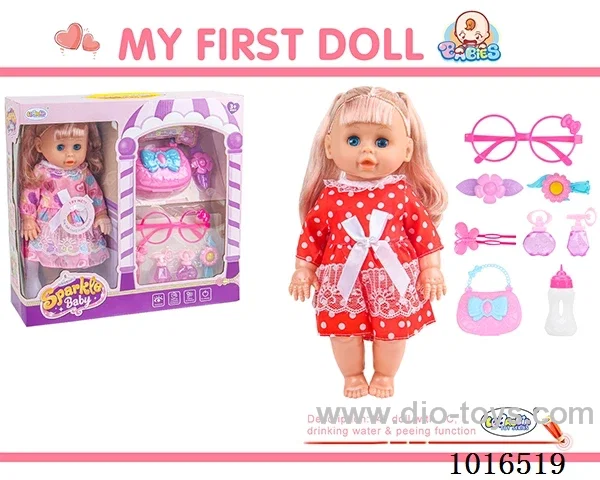 14 inch doll with 12 sound IC + Accessories  2color mixed loading in window box