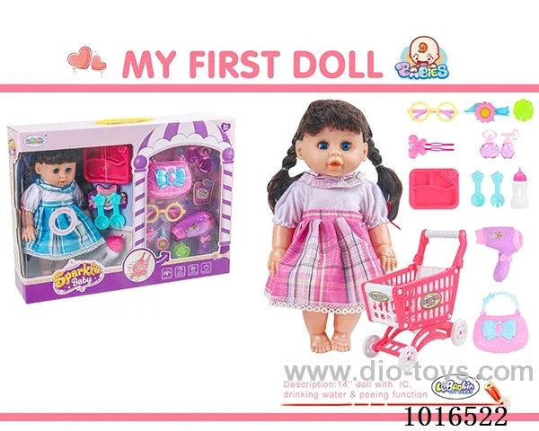 14 inch doll with 12 sound IC 2color mixed loading in window box