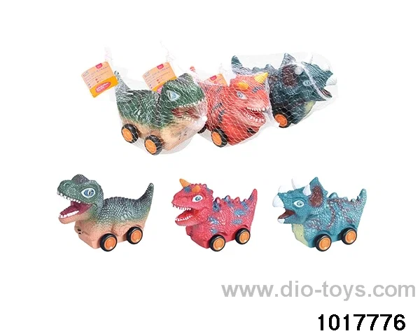 Sliding enamel dinosaur car (3 models mixed) in Net bag