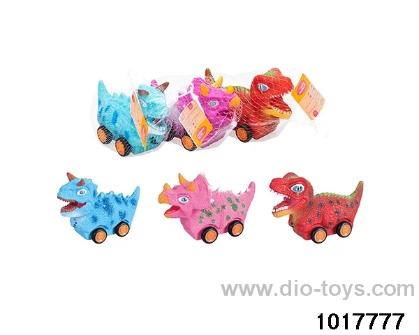 Sliding enamel dinosaur car (3 models mixed) in Net bag