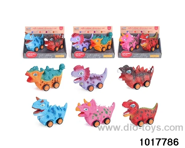 2PCS Sliding enamel dinosaur car in display box