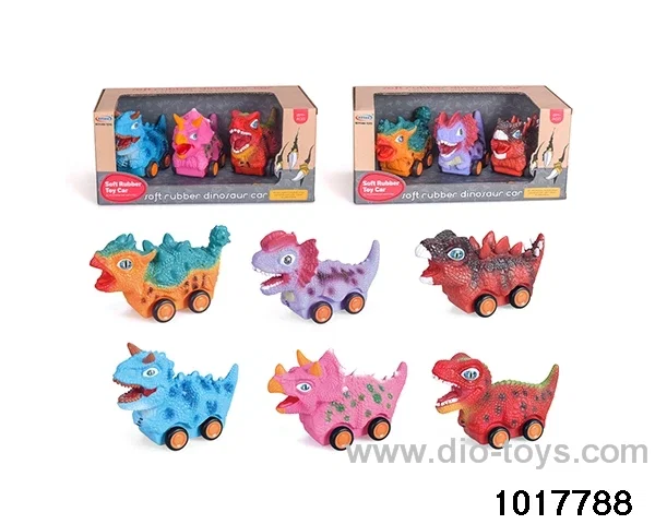 3PCS Sliding enamel dinosaur car in display box