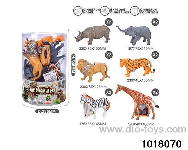 12pcs Animal Set(6 models mixed) in Barrel
