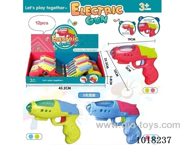 12PCS space cartoon gun 3color mixed loading  not include battery  in display box