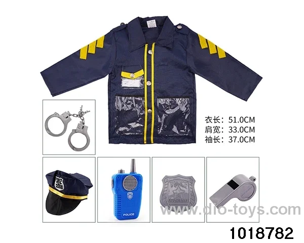 Police suit with walkie talkie in PP bag with header