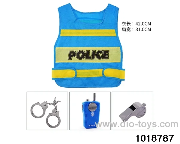 Police suit with walkie talkie in PP bag with header
