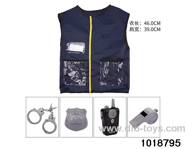 Police suit with walkie talkie in PP bag with header