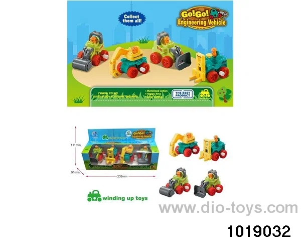Wind-up engineering vehicle（4pcs）in windoow box
