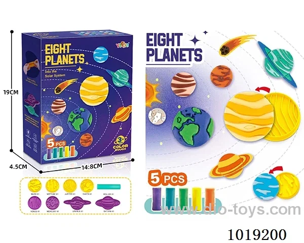 eight planets colored mud in color box