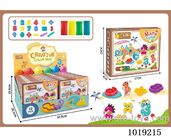 12pcs math colored mud in display box