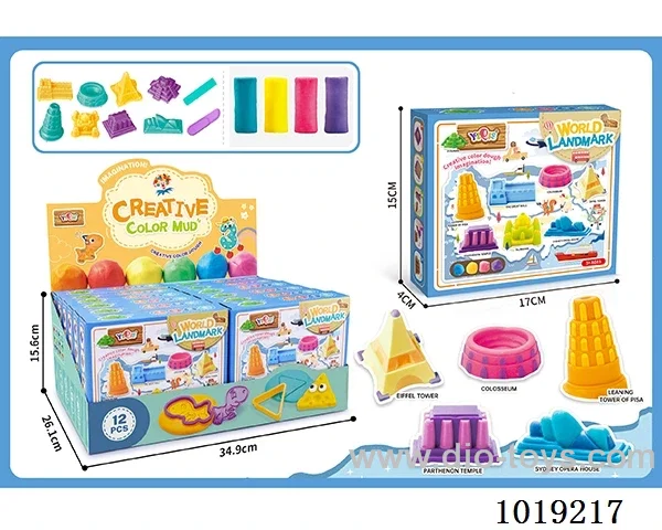 12pcs word landmsrk colored mud in display box