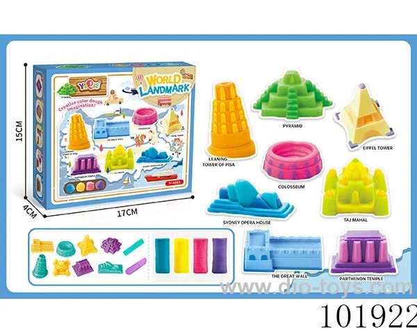 word landmsrk colored mud in color box