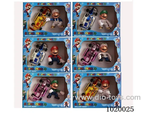 4.5inch mario doll with light+car 6sets mixed loading in window box