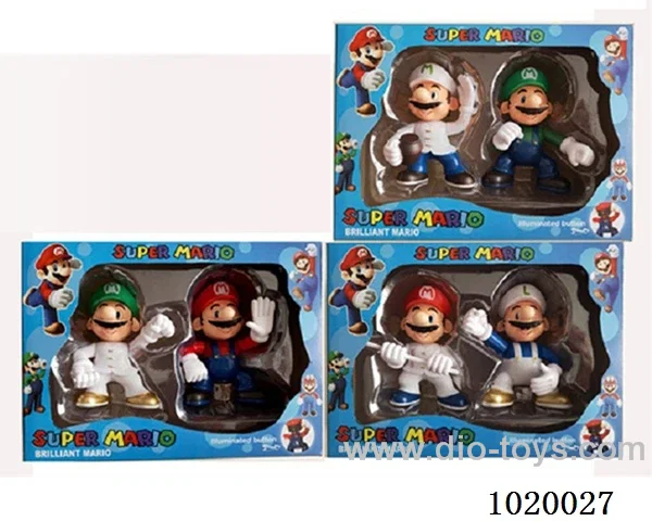 2pcs 4.5inch mario doll  with light 3sets mixed loading in window box