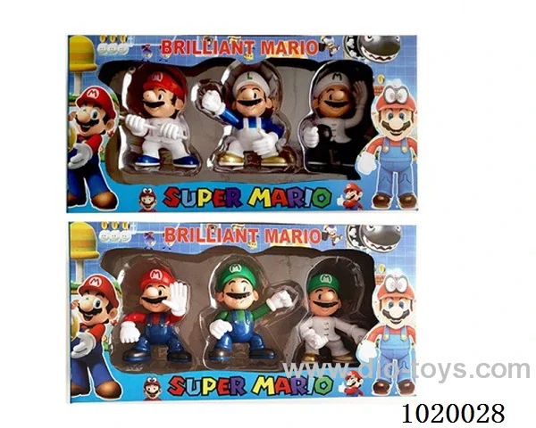 3pcs 4.5inch mario doll with light 2sets mixed loading in window box