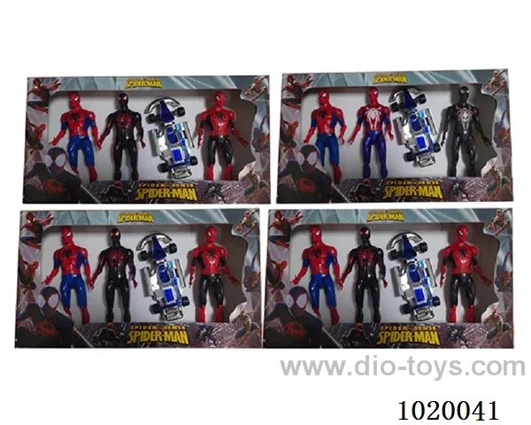 3pcs 8.5inch spiderman with light +1pcs car 4sets mixed loading