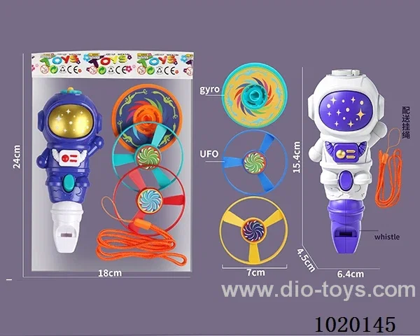 Flying saucer&gyro&whistle in opp bag