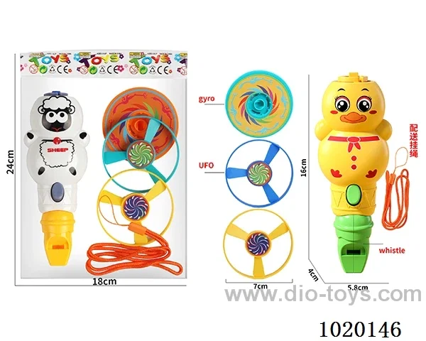 Flying saucer&gyro&whistle in opp bag
