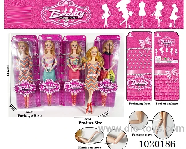 11.5inch 11-joint barbie doll 4sets mixed loading in blister card