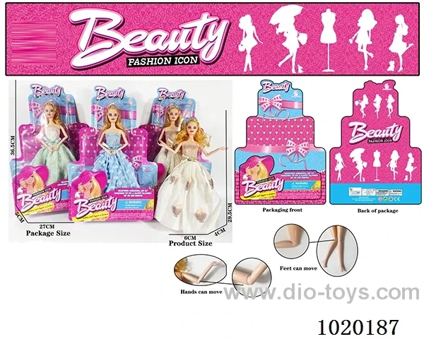 11.5inch 11-joint barbie doll 3sets mixed loading in blister card