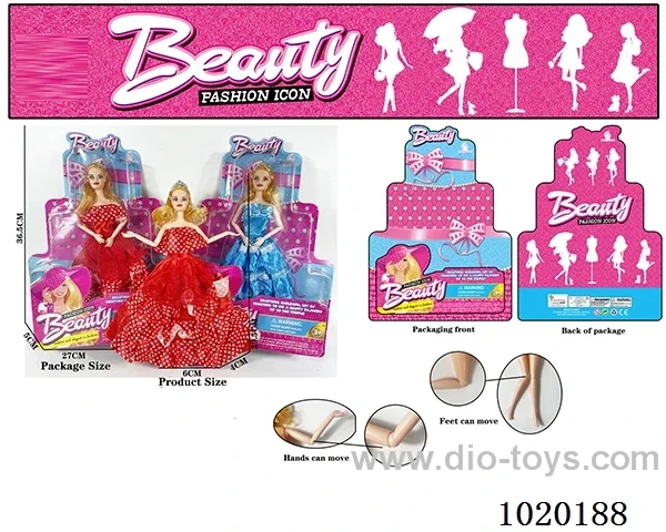 11.5inch 11-joint barbie doll 3sets mixed loading in blister card