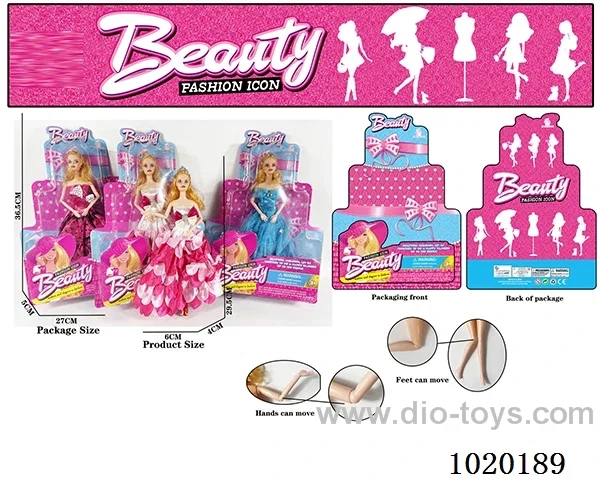 11.5inch 11-joint barbie doll 3sets mixed loading in blister card