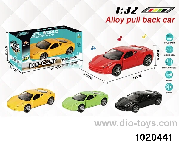 1:32 alloy pull back car W L/M in window box