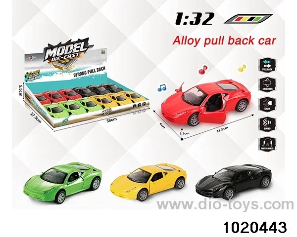 1:32 alloy pull back car W L/M in display box