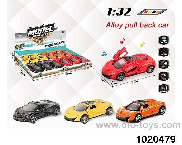 1:32 alloy pull back car W L/M in display box