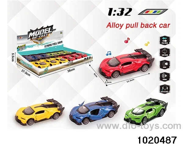 1:32 alloy pull back car W L/M in display box