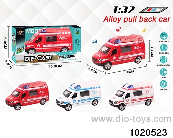 1:32 alloy pull back car W L/M in window box