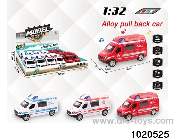 1:32 alloy pull back car W L/M in display box